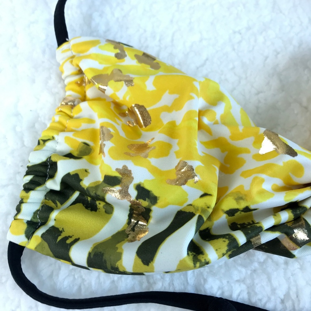 SOLD Halter Bikini Swim Top Black Gold Guess - Picture 2 of 5